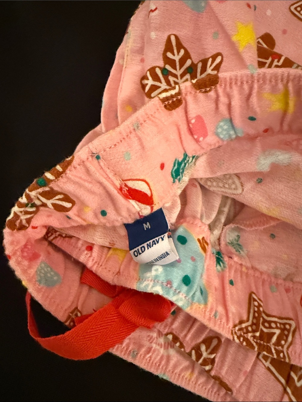 Old Navy Pink and Cream Gingerbread 'OH SNAP' ladies Pajama Set Top L bottom M - Picture 7 of 11